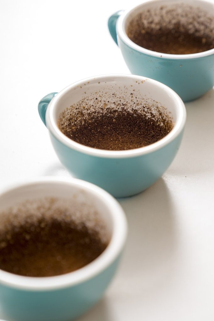 Cups with coffee grounds