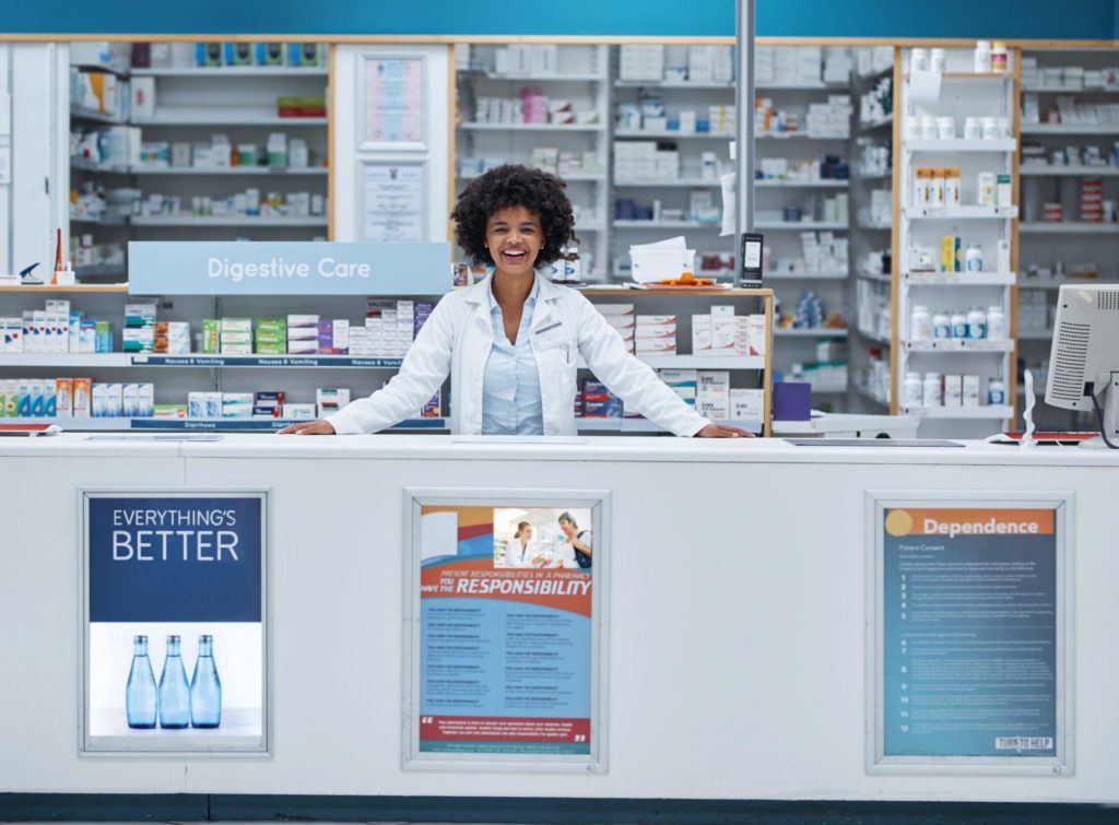 Female pharmacist working in pharmacy
